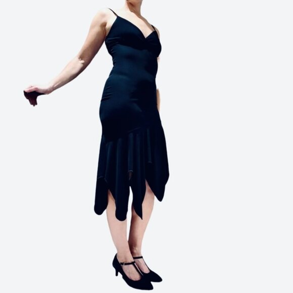 LE CHATEAU Black Ruffled Grunge Gothic Style Pleated Dress - Picture 10 of 13